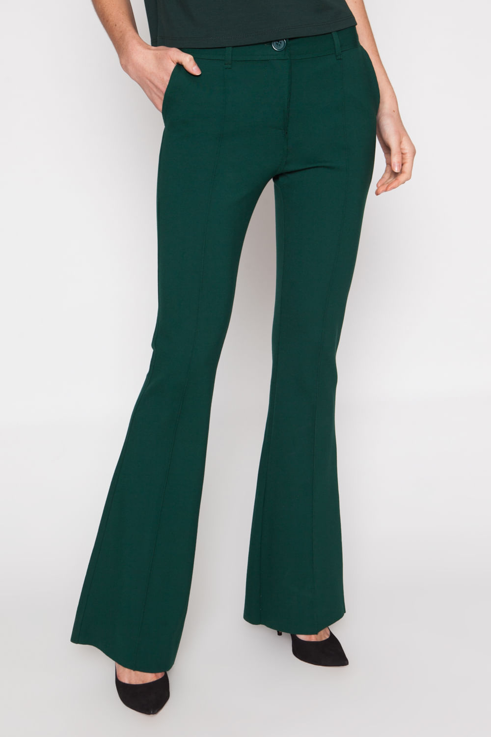 calça verde flare