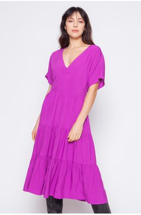 vestido fucsia midi