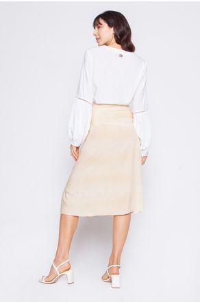 Saia-Midi-Bege-Estampada-com-Fendas-e-Botoes