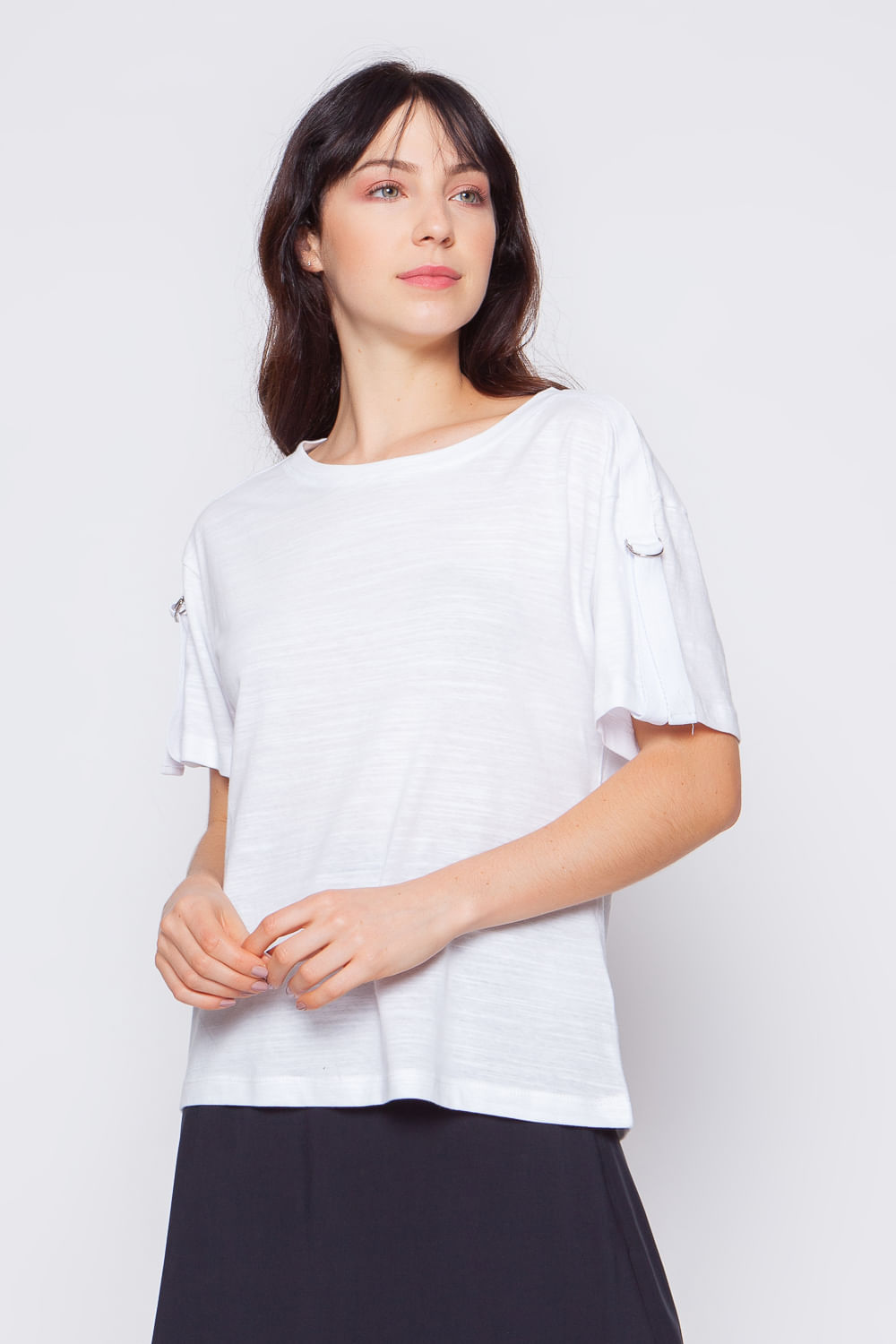 blusa branca meia manga