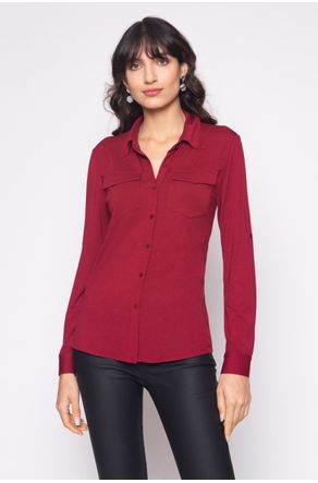 Camisa-Vinho-De-Malha-Com-Bolsos-close-frente