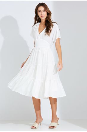 vestido branco com decote v