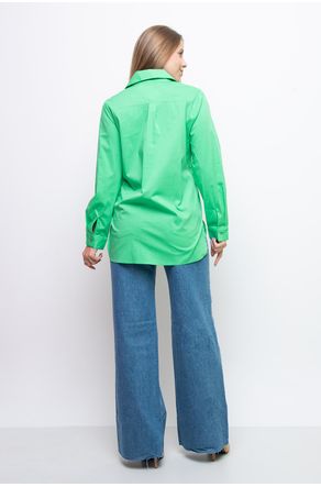 Camisa-Verde-De-Tricoline-Com-Barra-Arredondada-corpo-costas