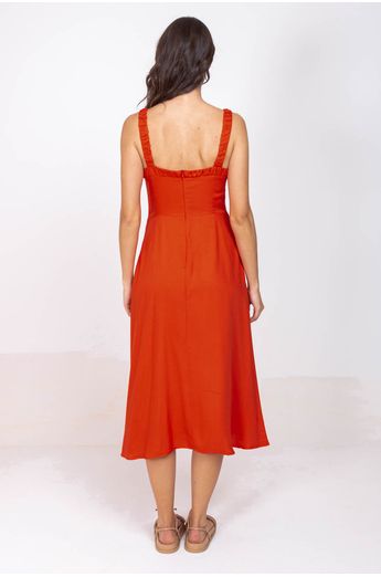 Vestido-Vermelho-Midi-De-Alca-corpo-costas