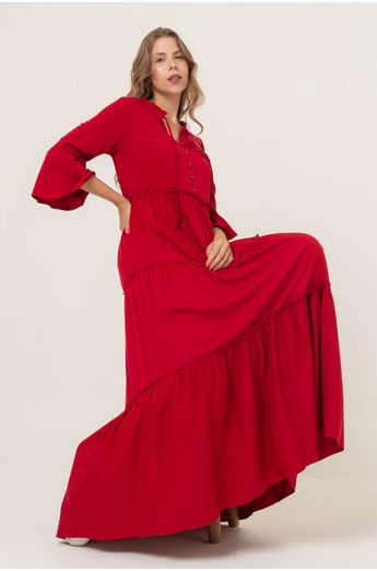Vestido-Longo-Vermelho-Decote-Frufru-Refresh
