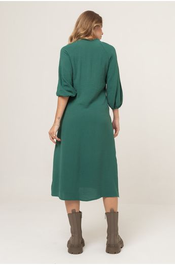 Vestido-Midi-Verde-Com-Fenda-Lateral