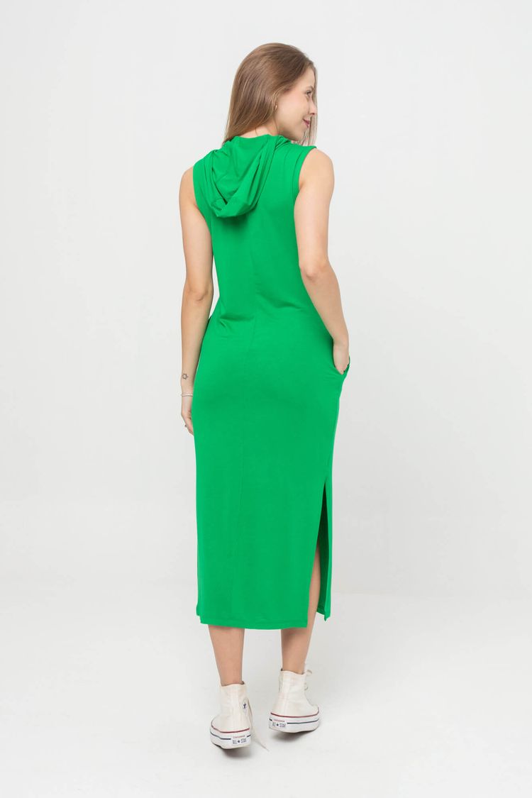 Vestido-Midi-Com-Capuz-Verde-corpo-costas